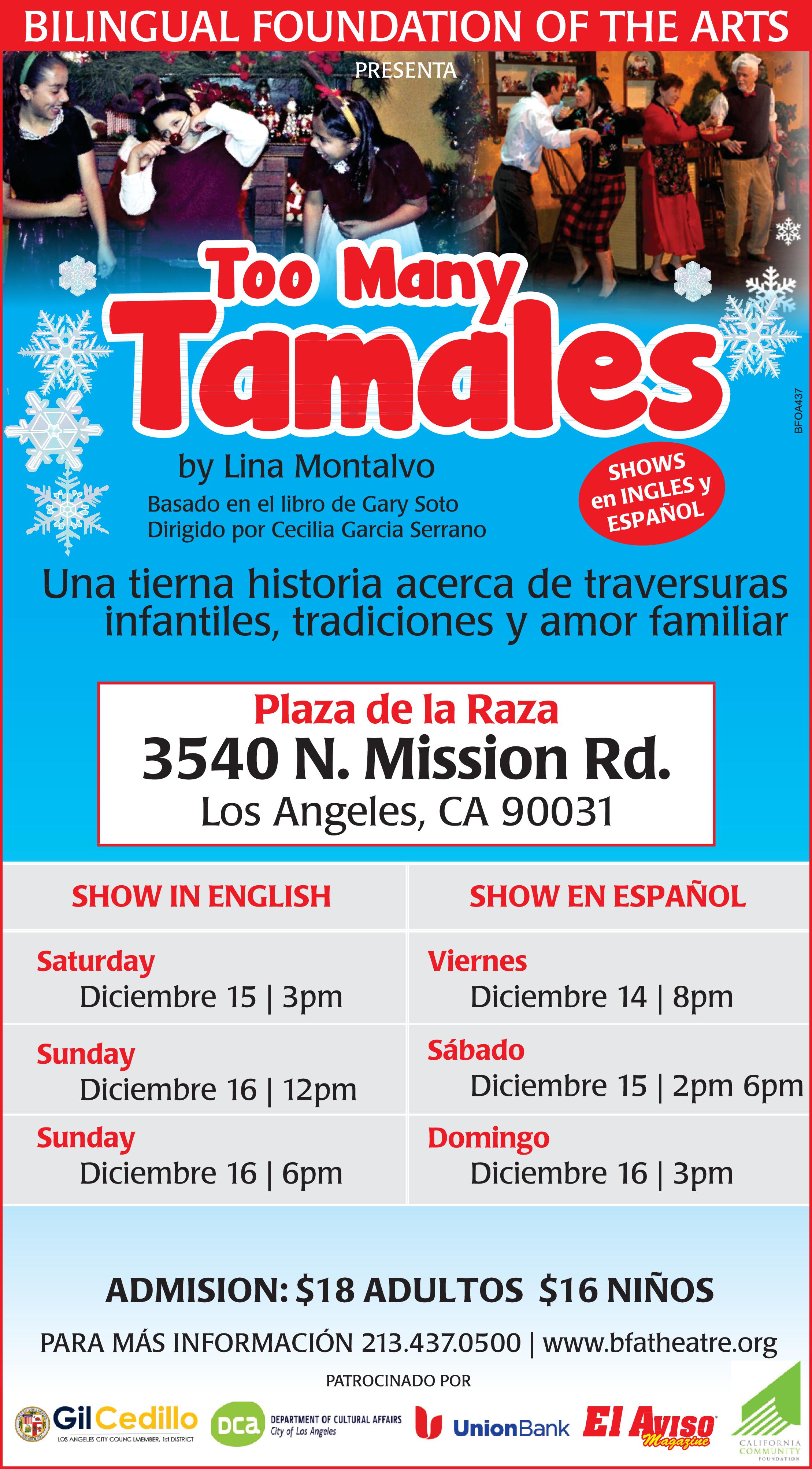 Bilingual Foundation Too Many Tamales 2018