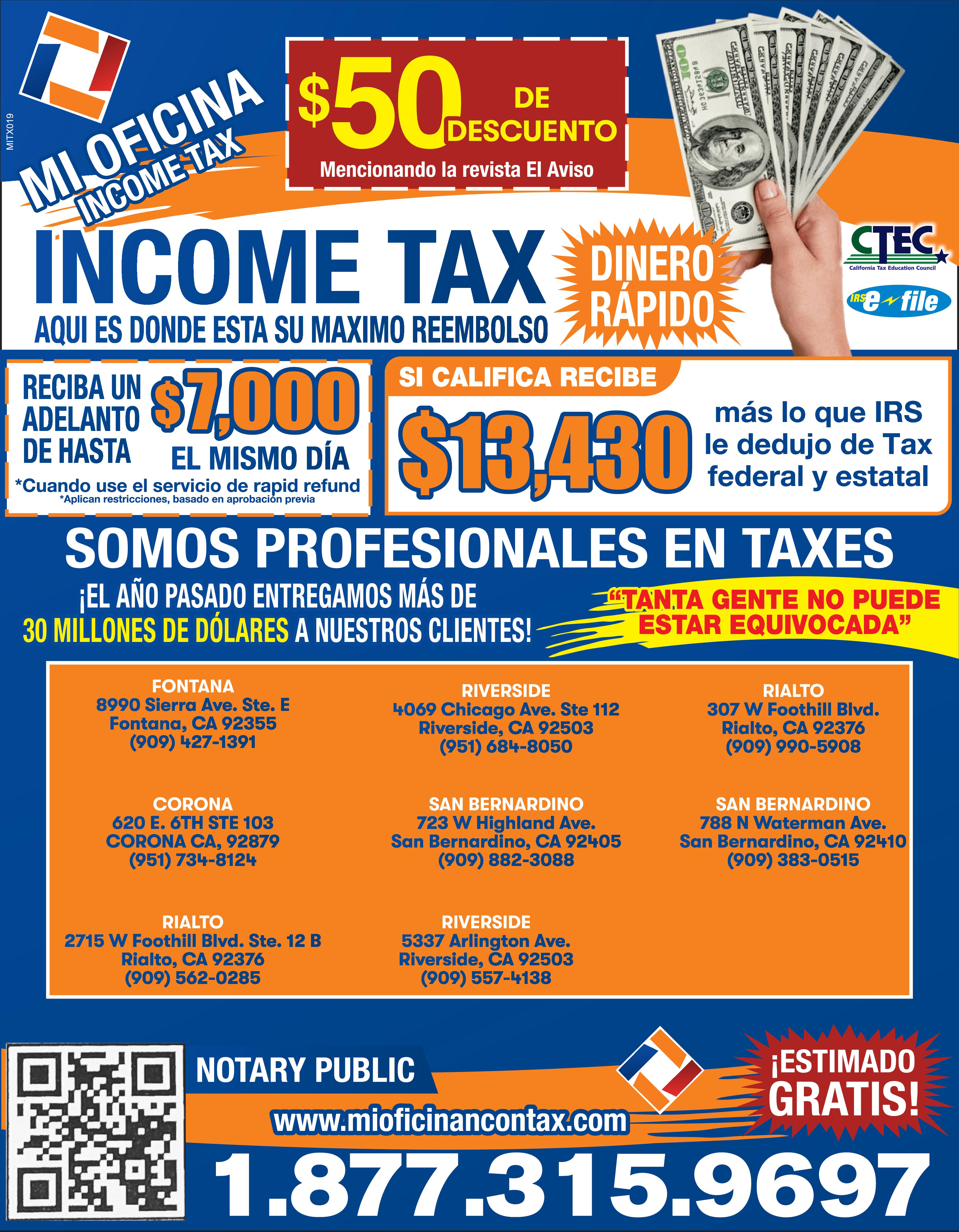 Mi Oficina Income Tax  Rialto, San Bernardino, Fontana