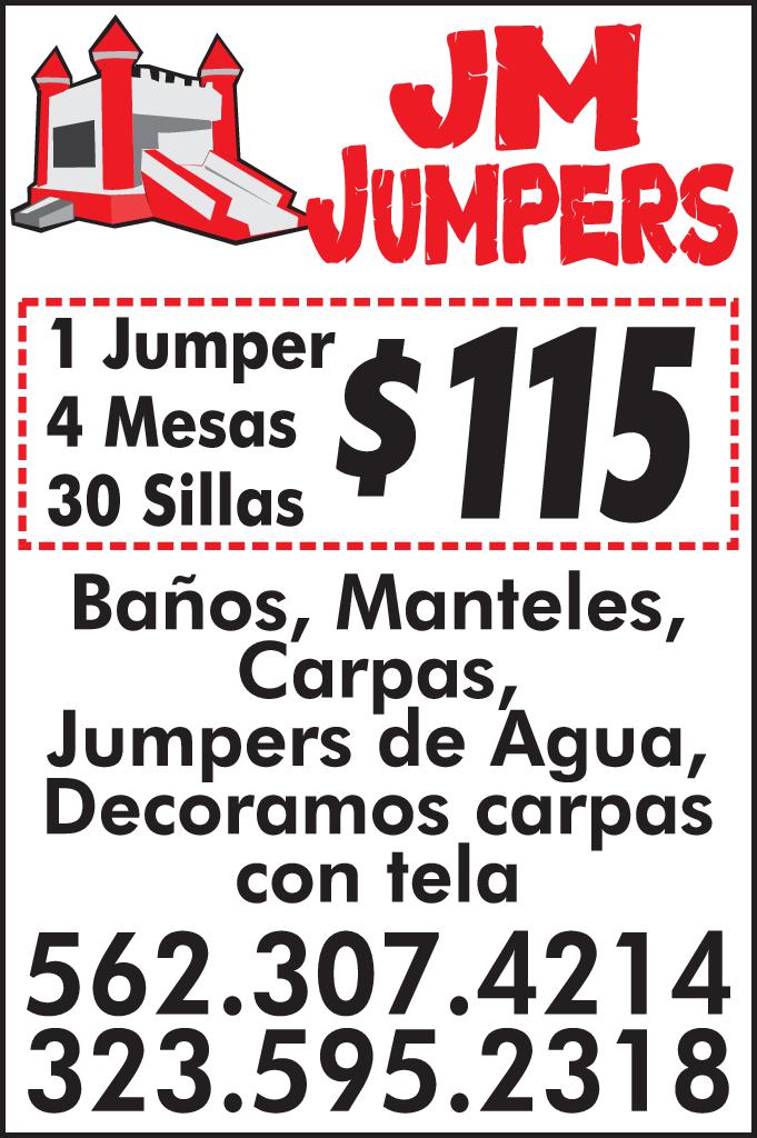 Jumper Mesas 30 Sillas JM JUMPERS 115 Baños Manteles Carpas Jumpers de Agua Decoramos carpas con tela 562.307.4214 323.595.2318