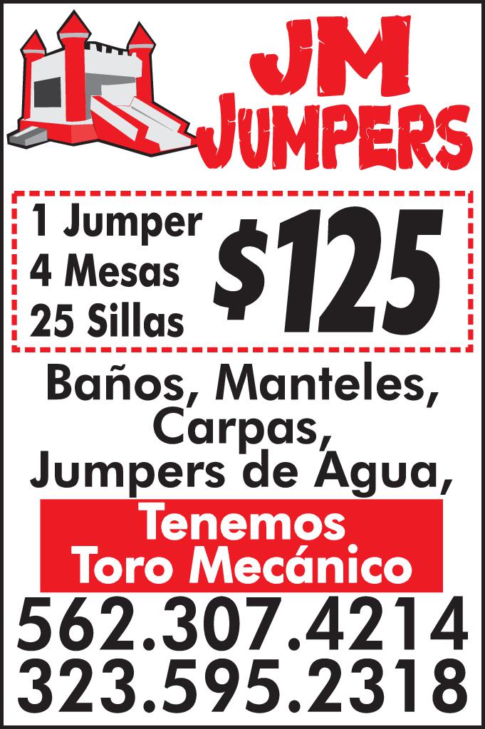 AL JM JUMPERS Jumper Mesas 30 Sillas 125 Baños Manteles Carpas Jumpers de Agua Decoramos carpas con tela 562.307.4214 323.595.2318