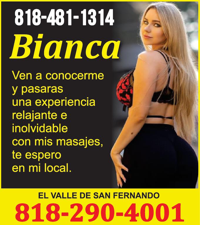 818-481-1314 Bianca Ven conocerme pasaras una experiencia relajante inolvidable con mis masajes te espero en mi local EL VALLE DE SAN FERNANDO 818-290-4001
